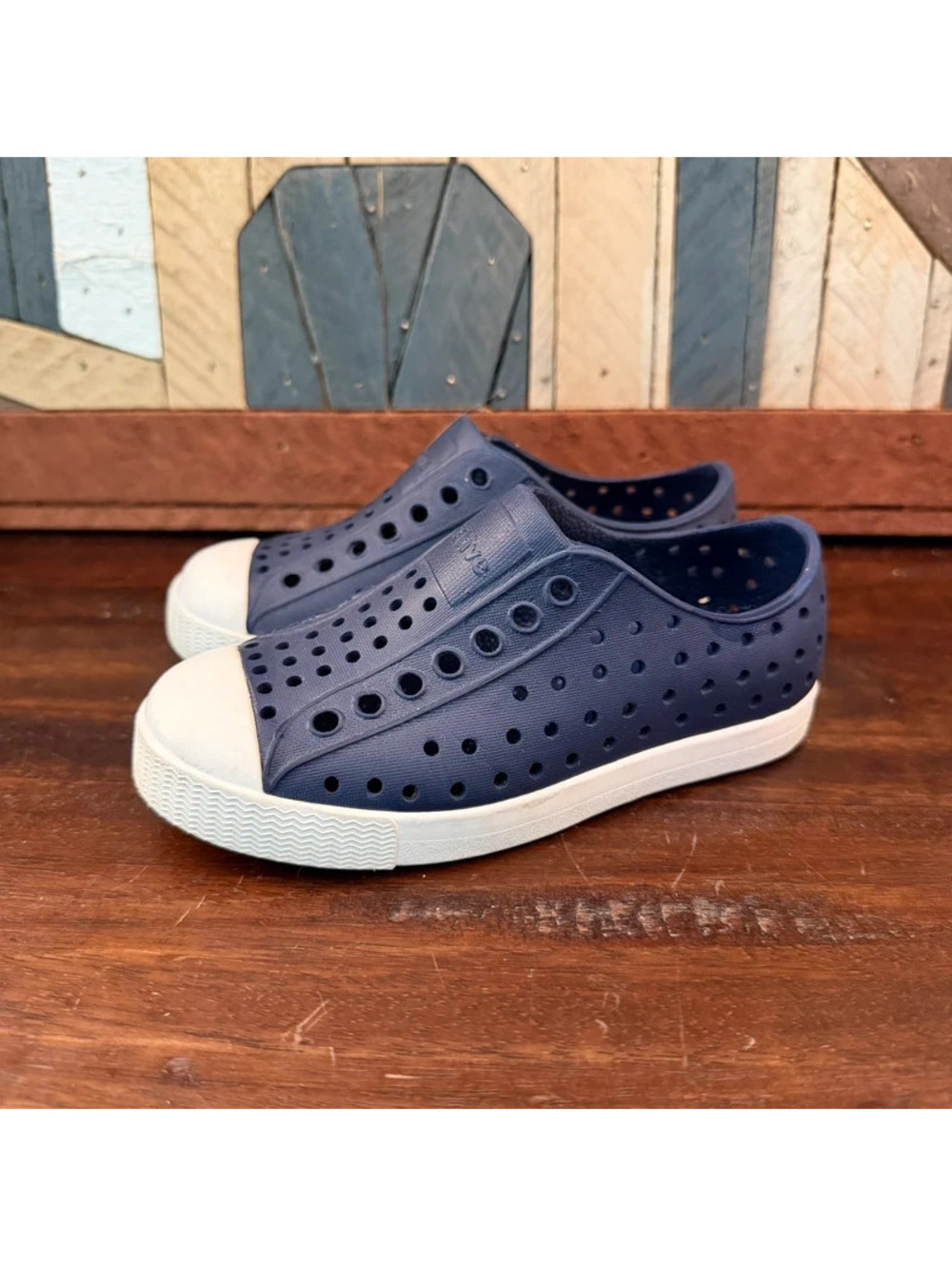 Native Jefferson Toddler Navy White Slip On Shoes Size C9